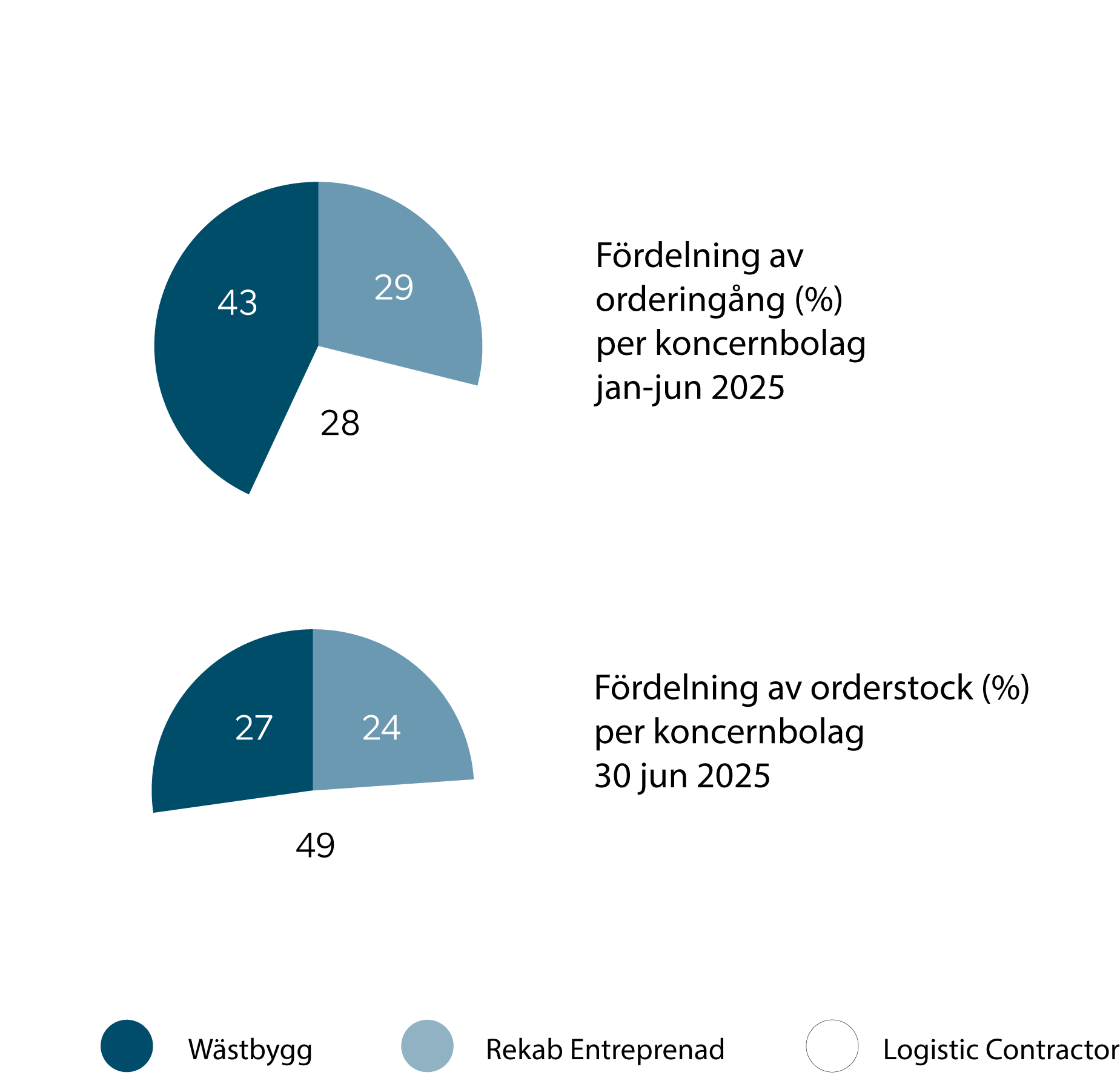 Fördelning av intäkter  jan-jun 2025